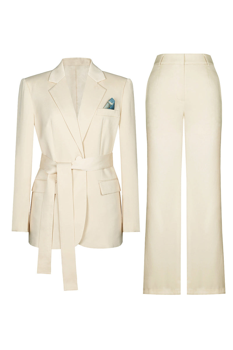 Load image into Gallery viewer, Ivory 2 Piece Notched Lapel Business Suits with Sash