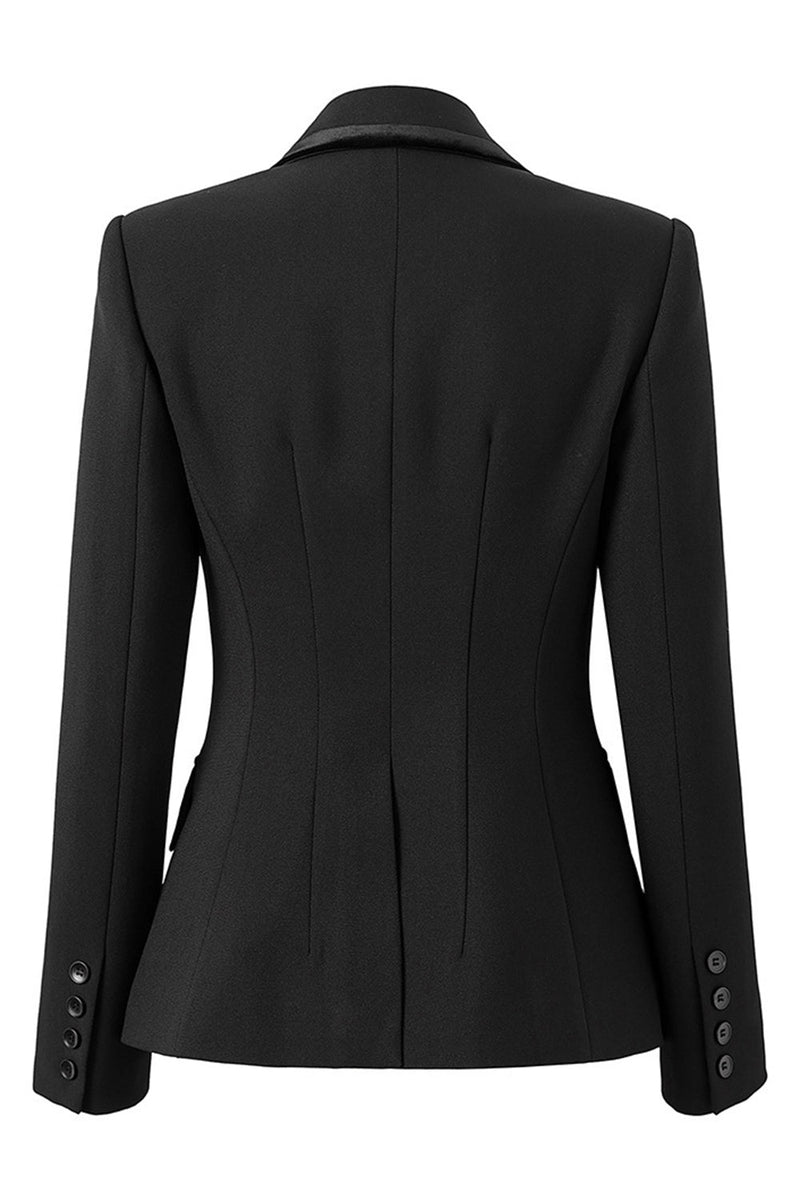 Load image into Gallery viewer, Black Notched Lapel Sparkly Women Prom Blazer with Rhinestones