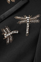 Load image into Gallery viewer, Black Notched Lapel Sparkly Women Prom Blazer with Rhinestones