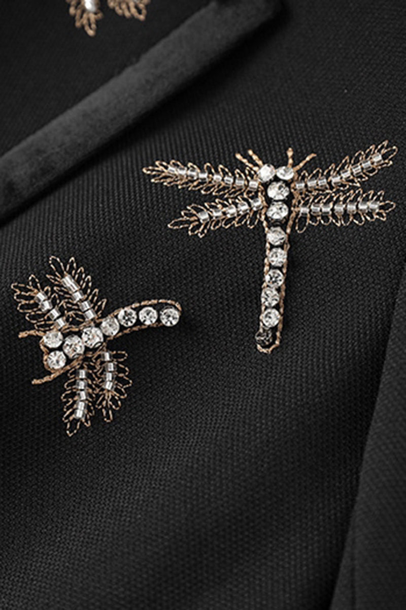 Load image into Gallery viewer, Black Notched Lapel Sparkly Women Prom Blazer with Rhinestones