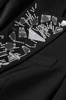 Load image into Gallery viewer, Sparkly Black Peak Lapel Single Breasted Beaded Women Prom Blazer