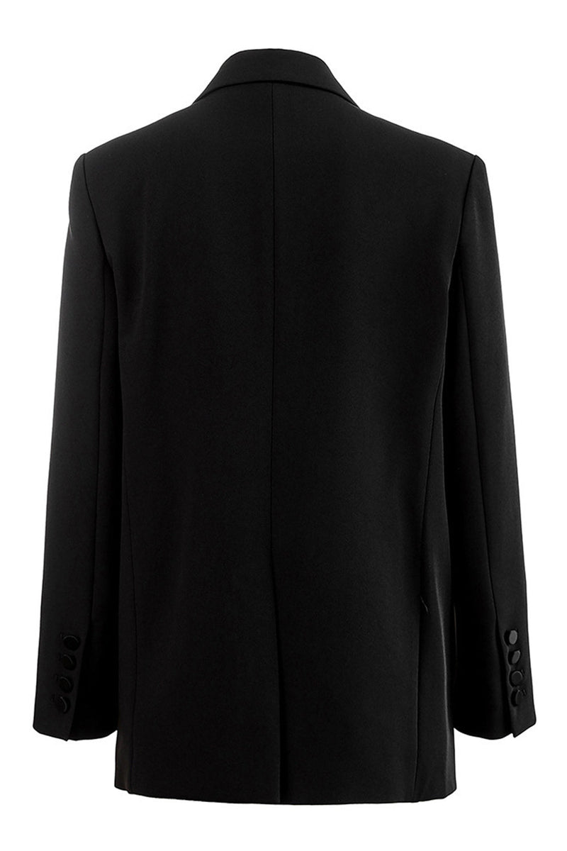 Load image into Gallery viewer, Black Single Breasted Notched Lapel Long Sleeves Women Blazer