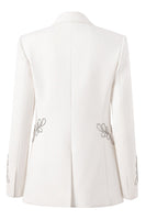 Load image into Gallery viewer, Floral White Peak Lapel Beaded Women Prom Blazer