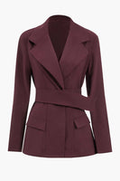 Load image into Gallery viewer, Notched Lapel Burgundy Women Blazer with Sleeves