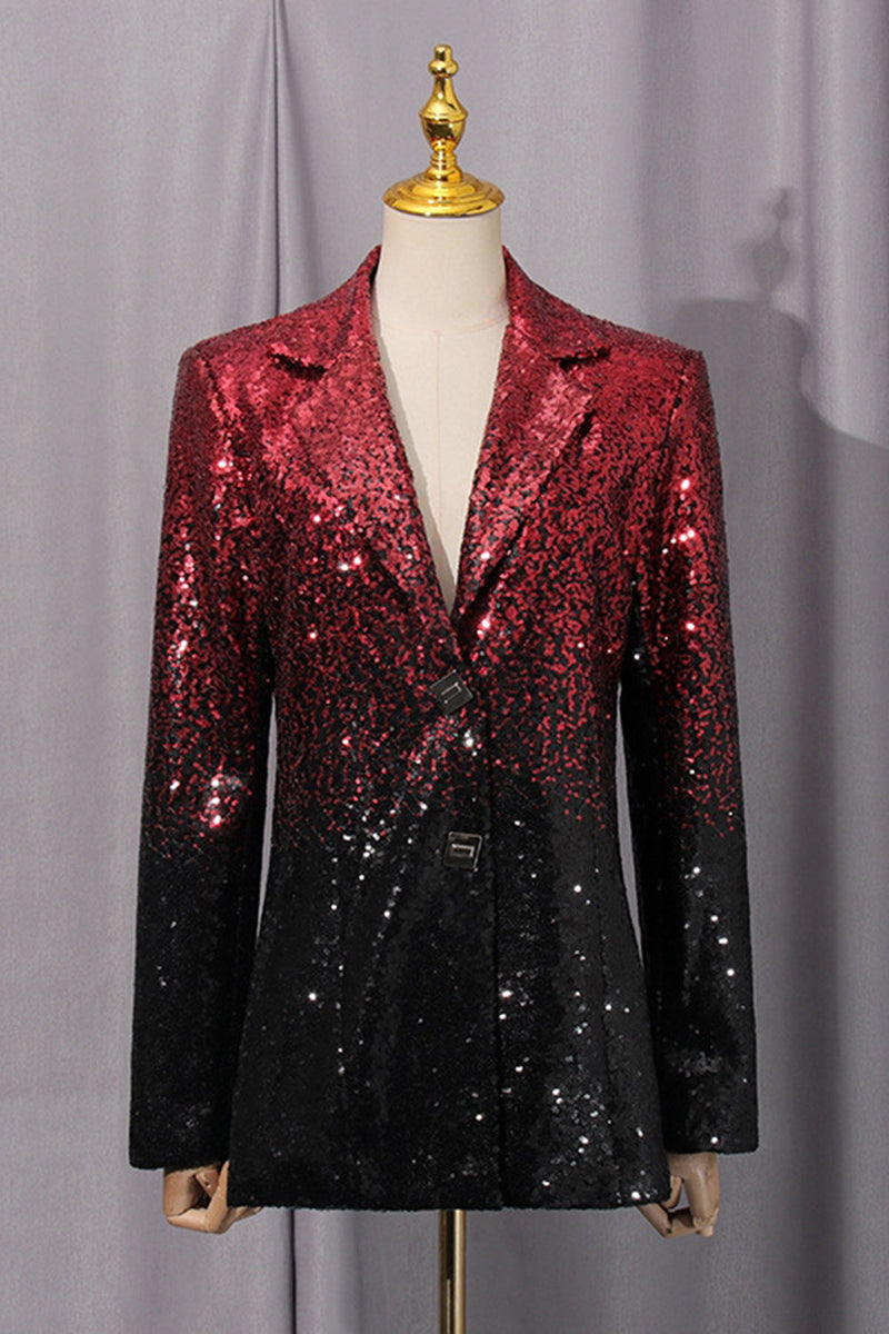 Load image into Gallery viewer, Sparkly Black and Red Peak Lapel Single Breasted Sequin Prom Suits