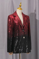 Load image into Gallery viewer, Sparkly Black and Red Peak Lapel Single Breasted Sequin Prom Suits