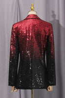 Load image into Gallery viewer, Sparkly Black and Red Peak Lapel Single Breasted Sequin Prom Suits