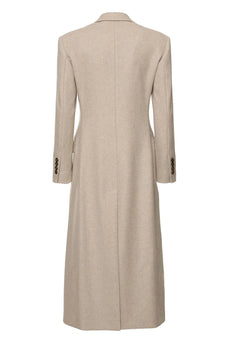 Single Breasted Khaki Peak Lapel Midi Blazer Dress