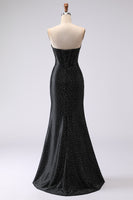 Load image into Gallery viewer, Sparkly Black Mermaid Sweetheart Beaded Long Corset Prom Dress