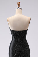 Load image into Gallery viewer, Sparkly Black Mermaid Sweetheart Beaded Long Corset Prom Dress