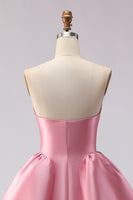 Load image into Gallery viewer, Pink A Line Strapless Satin Long Prom Dress