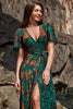Load image into Gallery viewer, Burnout Velvet Dark Green Mother of Bride Dress