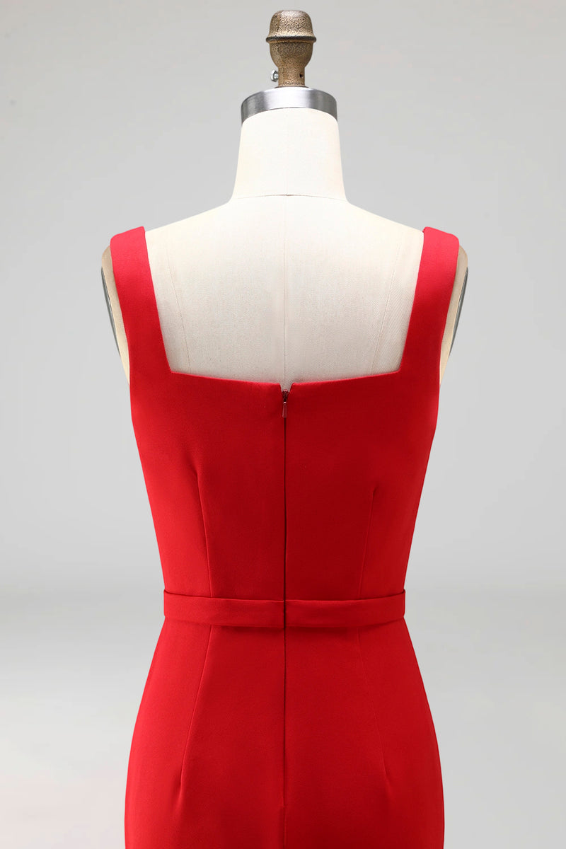 Load image into Gallery viewer, Square Neck Navy Knee Length Pencil Work Dress