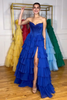Load image into Gallery viewer, A Line Light Pink Strapless Tiered Corset Chiffon Long Prom Dress