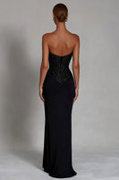 Load image into Gallery viewer, Sparkly Black Sequins Mermaid Sweetheart Long Formal Dress