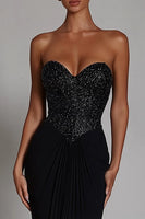 Load image into Gallery viewer, Sparkly Black Sequins Mermaid Sweetheart Long Formal Dress