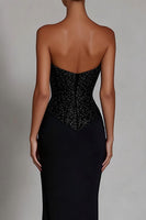 Load image into Gallery viewer, Sparkly Black Sequins Mermaid Sweetheart Long Formal Dress