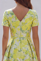 Load image into Gallery viewer, Floral Blue and White A Line V Neck Ankle Length Prom Dress with Sleeves