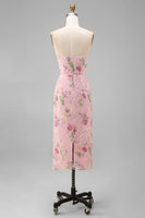 Load image into Gallery viewer, Sparkly Pink Floral Mermaid Strapless Ankle Length Prom Dress