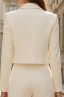 Load image into Gallery viewer, 2 Piece Ivory Wide Leg Double Breasted Business Suits