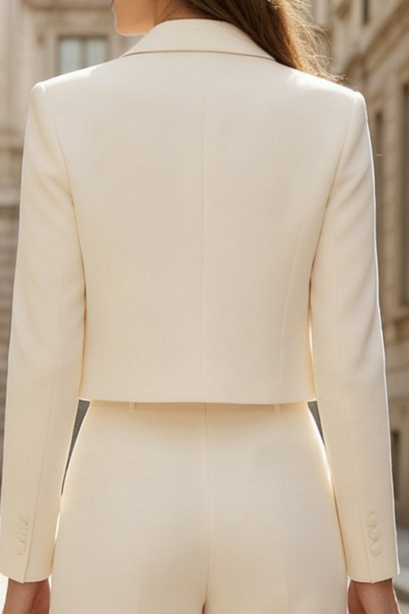 Load image into Gallery viewer, 2 Piece Ivory Wide Leg Double Breasted Business Suits