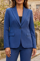 Load image into Gallery viewer, Royal Blue Striped 2 Piece Peak Lapel Single Breasted Business Suits