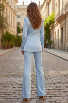 Sky Blue Single Breasted 2 Piece Peak Lapel Business Suits