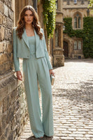 Load image into Gallery viewer, 2 Piece Single Breasted Mint Green Wide Leg Business Suits