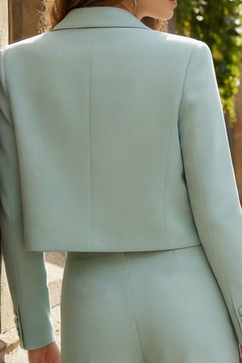 Load image into Gallery viewer, 2 Piece Single Breasted Mint Green Wide Leg Business Suits