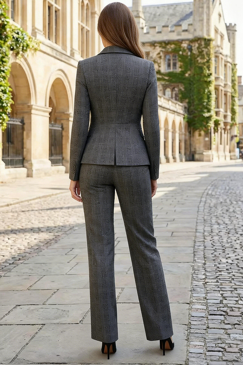 Load image into Gallery viewer, 2 Piece Dark Grey Striped Single Breasted Notched Lapel Business Suits