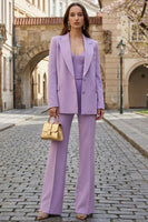 Load image into Gallery viewer, 2 Piece Lilac Wide Leg Single Breasted Business Suits