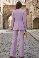 Load image into Gallery viewer, 2 Piece Lilac Wide Leg Single Breasted Business Suits