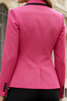 Load image into Gallery viewer, 2 Piece Fuchsia and Black Single Breasted Notched Lapel Business Suits
