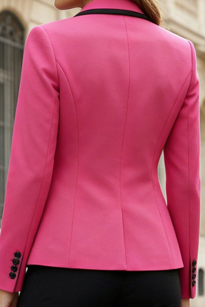 Load image into Gallery viewer, 2 Piece Fuchsia and Black Single Breasted Notched Lapel Business Suits