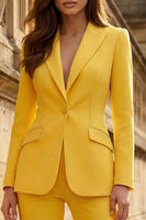 Load image into Gallery viewer, Yellow 2 Piece Peak Lapel Single Breasted Wide Leg Business Suits