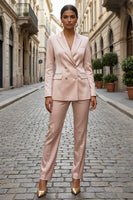Load image into Gallery viewer, Light Pink Satin 2 Piece Peak Lapel Double Breasted Business Suits