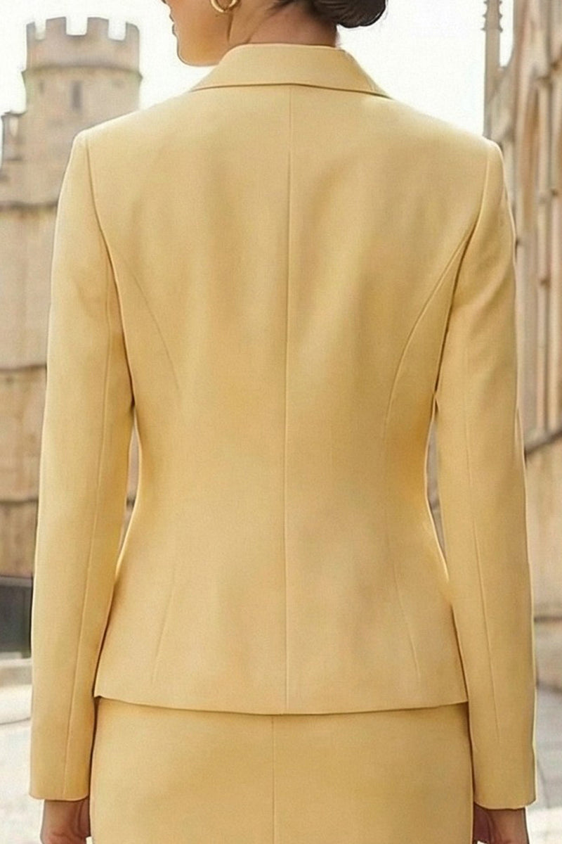 Load image into Gallery viewer, 2 Piece Light Yellow Pencil Notched Lapel Single Breasted Business Suits