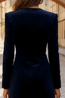 Load image into Gallery viewer, Navy Round Neck Short Bodycon Work Dress with Buttons