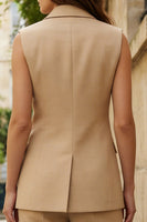Load image into Gallery viewer, 2 Piece Khaki Single Breasted Business Suits