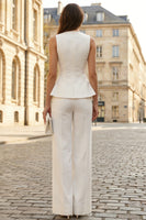 Load image into Gallery viewer, 2 Piece Round Neck Ivory Business Suits with Buttons