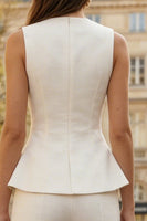 Load image into Gallery viewer, 2 Piece Round Neck Ivory Business Suits with Buttons