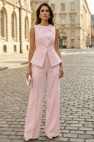 Load image into Gallery viewer, 2 Piece Round Neck Ivory Business Suits with Buttons