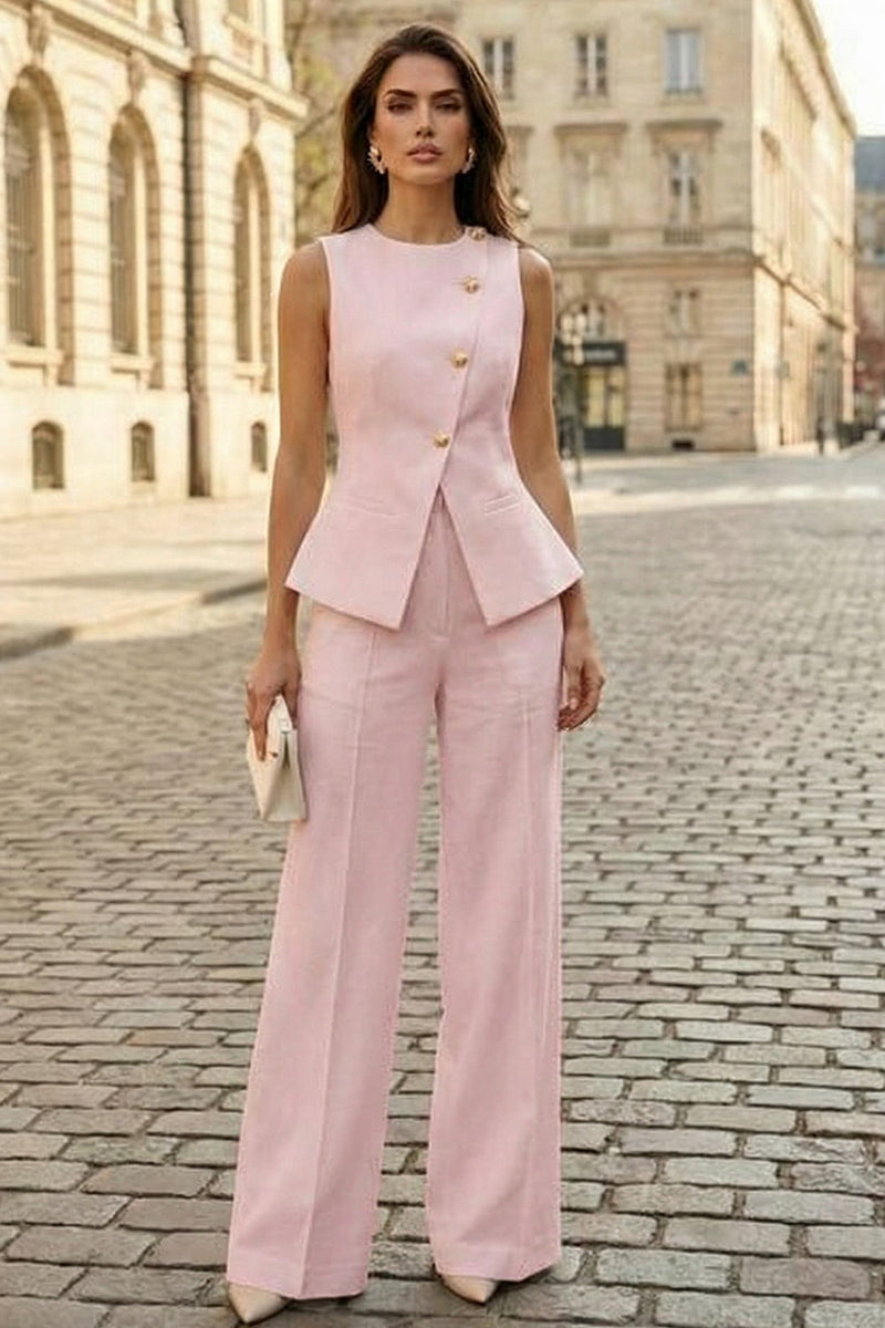 Load image into Gallery viewer, 2 Piece Round Neck Ivory Business Suits with Buttons