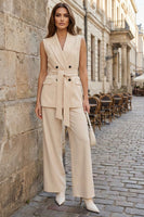 Load image into Gallery viewer, Champagne 2 Piece Peak Lapel Double Breasted Business Suits with Sash