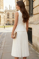 Load image into Gallery viewer, 2 Piece Ivory Pleated Double Breasted Midi Business Suits