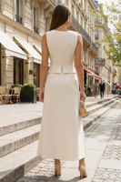 Load image into Gallery viewer, 2 Piece Ivory V Neck Single Breasted Long Business Suits