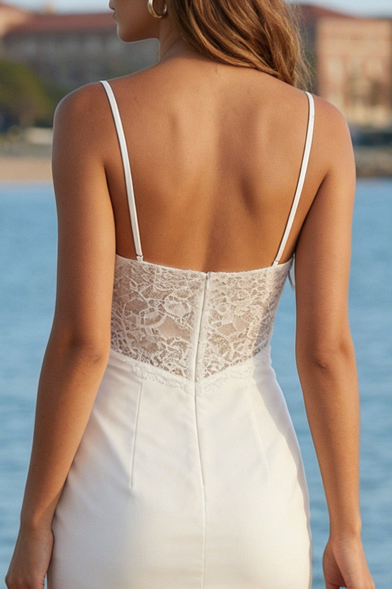 Load image into Gallery viewer, Ivory Cowl Neck Ruffled Mermaid Long Wedding Reception Dress with Lace