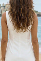 Load image into Gallery viewer, Ivory Boat Neck Ruched Bodycon Short Graduation Dress with Buttons