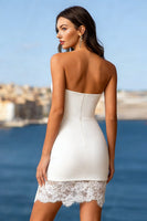 Load image into Gallery viewer, Simple Ivory Bodycon Strapless Short Graduation Dress with Lace