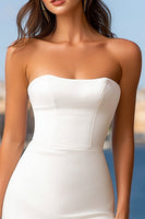 Load image into Gallery viewer, Simple Ivory Bodycon Strapless Short Graduation Dress with Lace